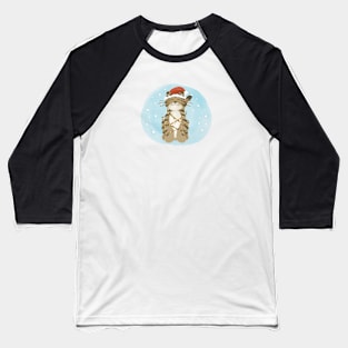 Merry Christmas cat with Santa hat Baseball T-Shirt